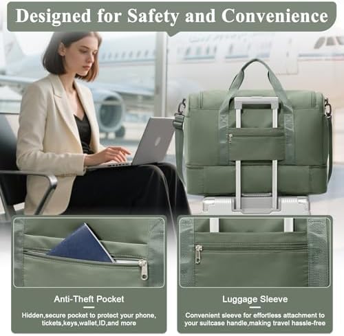 51t3du6 sl. ac .jpg SEAFEEWasserdatenschützende Reisetasche Damen Fitnesstasche A11-Beige Braun