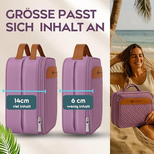 51u7fio1jnl. ac .jpg Reisefein Kulturtasche Damen Groß – 3-in-1 Kulturbeutel zum Aufhängen – Praktische Kosmetiktasche für Reise & Ordnung