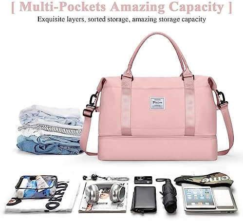 51wlgjfeubl. ac .jpg SEAFEEWasserdatenschützende Reisetasche Damen Fitnesstasche A11-Beige Braun