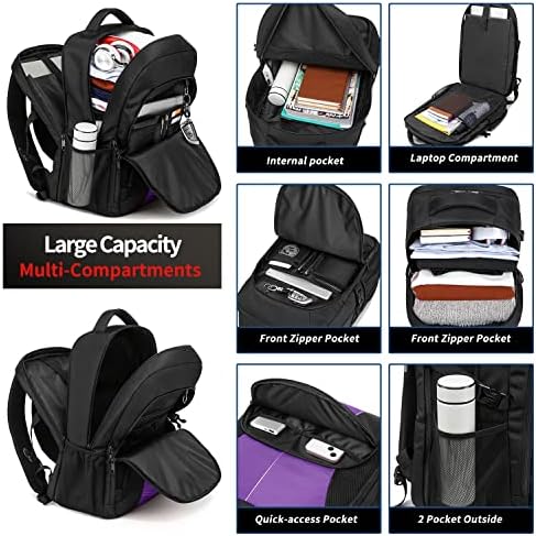 51wb5sltjrl. ac .jpg PUSLOM Extra Großer Wasserdichter Rucksack für Männer 55L Laptop Tasche mit USB Ladeanschluss Business Reisen Schwarz