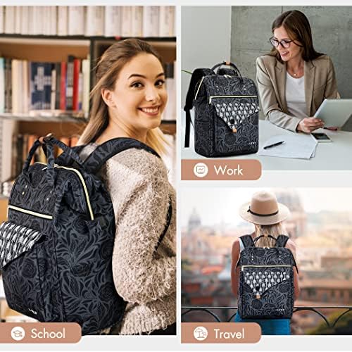 51x w5txvzl. ac .jpg Lekesky Damen Anti Diebstahl Rucksack mit Laptopfach & 15.6 Zoll Laptop, Arbeitsrucksack Schultasche & Tagepack, Grau L