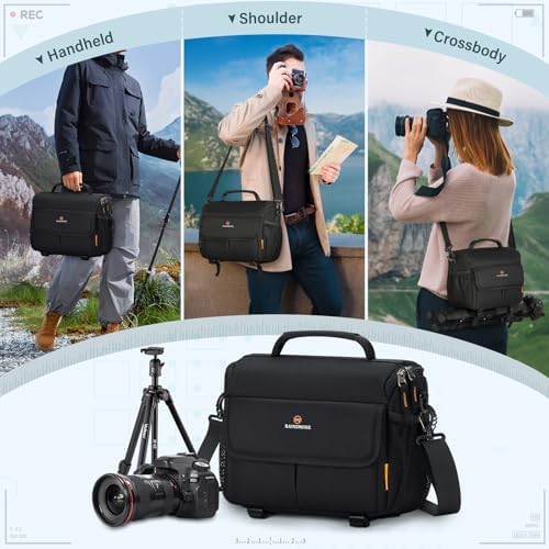 51xugw2qeal. ac .jpg RAINSMORE DSLR/SLR Fototasche Wasserabweisend Stoßfeste mit Regenschutz-Hülle und Verstellbarem Gurt für Fotografen bei