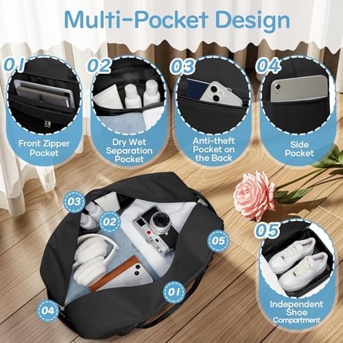 51xwsq0a3il. ac .jpg SEAFEEWasserdatenschützende Reisetasche Damen Fitnesstasche A11-Beige Braun