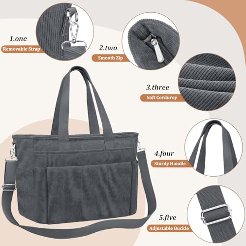 51zlfl42qul. ac .jpg TEUEN Handtasche Damen Mittelgroß Leichte Henkeltaschen für Arbeit Reisen mit Reißverschluss Einkaufen Schule Shopper Cr