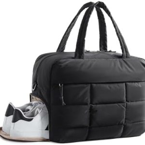 BagSmart Wasserabweisende Puffer Reisetasche für Damen zum Weekender und Sport | BagSmart kleine Sporttasche mit Schuhf