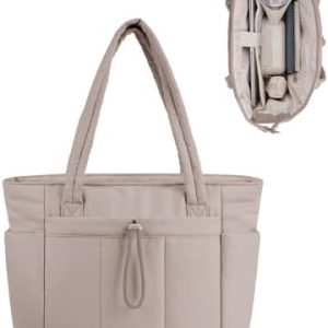 Wandering Nature Handtasche Damen 20L Gross Gesteppt Shopper Tasche Patent Angemeldet (15,6 Zoll Laptopfach & Getränkeha