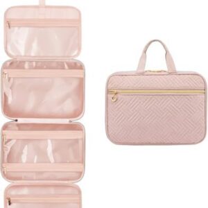 LюбовьВооук вasserfeste Kulturbeutel für Damen LOVEVOOK OEKO-TEX STANDARD 100 faltbarer Waschtasche mit 360° drehbarem H