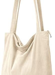 Benpen Cord Uni Tasche Shopper Damen, Beige, Schule, Schuljuniorenninnen, Schulfahrzeiten, praktisch, viele Fächer, Reiß