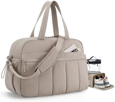 31622kggodl. ac 2.jpg Bagsmart Puffer Reisetasche Damen 24L Wasserabweisend Travel Bag Fitness Kamel