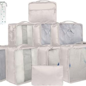 Reise Packing Cubes 10 Packwürfel für Koffer – Koffer Organizer, verschiedene Größen – Reisehilfe Netzbeutel-Set (12 bei