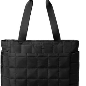 Befen Puffer Tote Bag Damen Groß Handtasche Sporttasche Tragbare Laptoptasche 15,6 Zoll mit Reißverschluss für Reisen, S