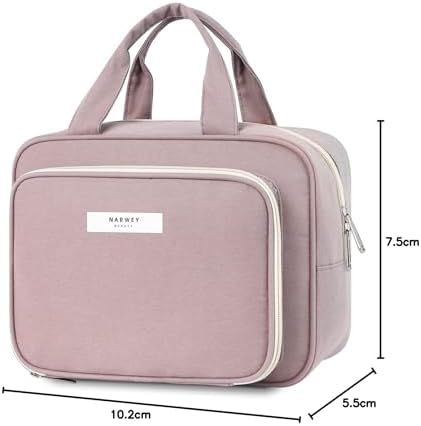 31cqakv9dsl. ac .jpg Narwey Damen Waschtasche Groß & Kosmetiktasche für Herren & Kinder (Kleine Graublaue Blume)