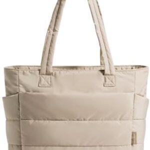 Bagsmart Handtasche Damen Puffy Tote Bag Schultertasche, 20L Einkaufstaschearbeitstasche, Puffer Tasche mit Reißverschlu