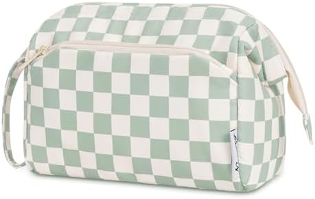 31jyng6t9cl. ac 1.jpg Narwey Minzgrün Kulturtasche Damen Reise Make-up-Tasche Weit Offene Tasche Kosmetiktasche