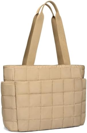 31k8n1mxphl. ac .jpg Befen Puffer Tote Bag Damen Groß Handtasche Sporttasche Tragbare Laptoptasche 15,6 Zoll mit Reißverschluss für Reisen, S