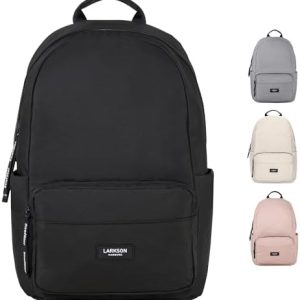 LARKSON Schulrucksack -Teenager Rucksack - Schwarz - für Mädchen & Jungen - 16" Laptopfach - Recycelter PET - Wasserabwe