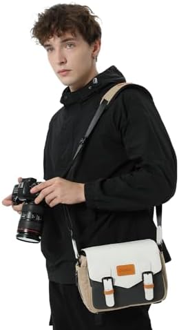 31nyrnn0pzl. ac .jpg Cwatcun Wasserdichte Kameratasche für Spiegelreflex und Kompaktkamera Cwatcun Vintage Kamera Messenger Tasche für System