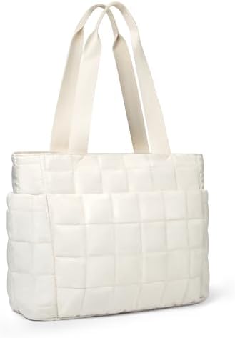 31p0sskceml. ac .jpg Befen Puffer Tote Bag Damen Groß Handtasche Sporttasche Tragbare Laptoptasche 15,6 Zoll mit Reißverschluss für Reisen, S