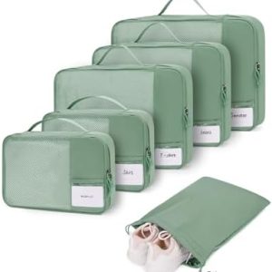 ECOHUB Reise-Packcubes Set(atmungsaktiv, leicht, mit ID-Tag) für globe-recycled-Standard-Taschen (Grün)