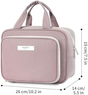 31xl3jkcxsl. ac .jpg Narwey Damen Waschtasche Groß & Kosmetiktasche für Herren & Kinder (Kleine Graublaue Blume)