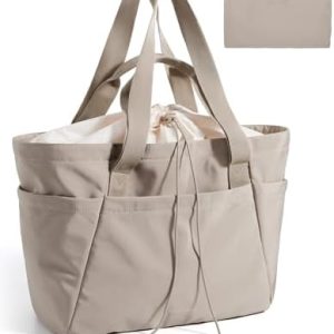 Bagsmart Reisetasche Damen, Ausdehnbare & Faltbare 32L bis 52L, für Reise & Weekender, Große Handgepäck-Tasche, Kamel