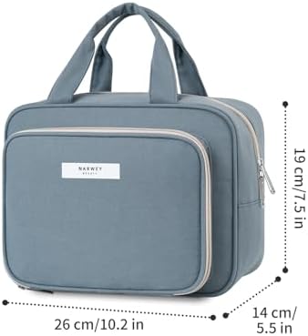 31khtcqyg2l. ac .jpg Narwey Damen Waschtasche Groß & Kosmetiktasche für Herren & Kinder (Kleine Graublaue Blume)