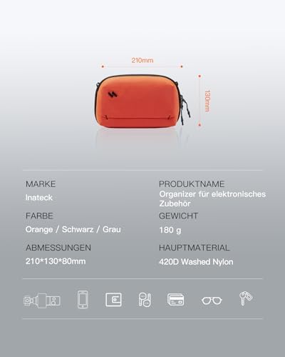 31oeja5tdcl. ac .jpg Portabler Kabeltasche Inateck, Spritzwassergeschützte Organisator für Elektronik, Reisezubehör, Kabel, Power Banks, Hubs
