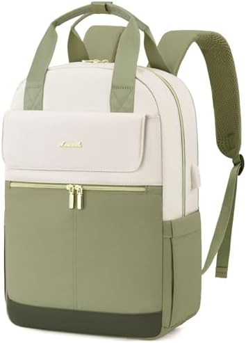 31print0hl. ac .jpg LOVEVOOK Damen Rucksack, 15,6 Zoll Laptop Schulrucksack, Wasserdicht, Reiserucksack, Beige OEKO-TEX STANDARD 100