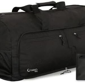 Cotabaty 90L falbbare Reiseetasche Schwarz für Frauen und Männer Urlaubstasche mit mehreren Taschen