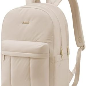 Llovevoook Damen Rucksack Schultasche Puffer Laptop Leicht Wasserdicht Beige