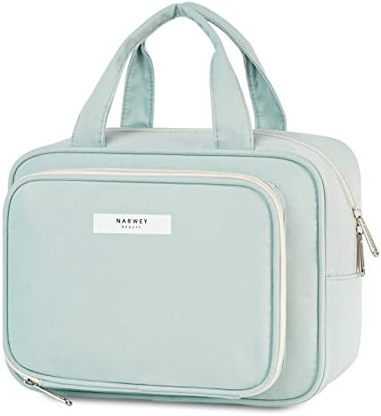 31rphrytazl. ac .jpg Narwey Damen Waschtasche Groß & Kosmetiktasche für Herren & Kinder (Kleine Graublaue Blume)