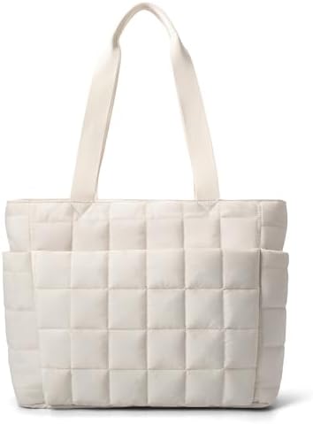 31sydqzevfl. ac .jpg Befen Puffer Tote Bag Damen Groß Handtasche Sporttasche Tragbare Laptoptasche 15,6 Zoll mit Reißverschluss für Reisen, S