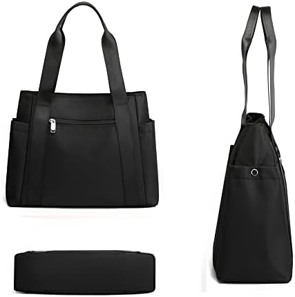 31t3ntmfiel. ac .jpg JIANLINST Schwarz Lässige Schultertasche Damen Handtasche Multi-Pocket Tote Henkeltasche Shopper