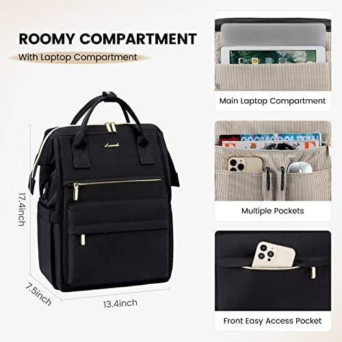 4104na06b7l. ac .jpg LVOOK Rucksack Damen 15,6 Zoll Laptop Schulrucksack Wasserdicht mit USB & Laptopfach, ideal für Arbeit, Schule & Uni, Re