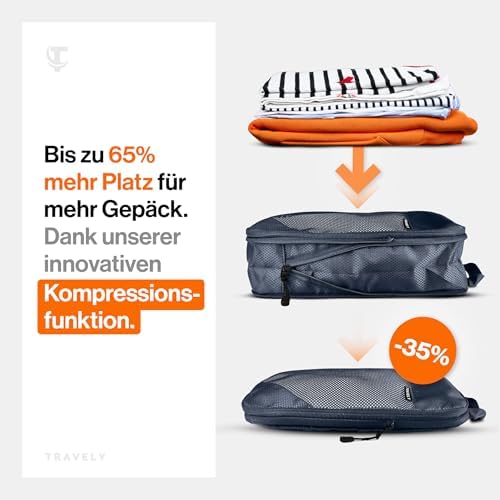 410ifalas8l. ac .jpg Travely Kompression Packwürfel - 8-teiliges Set - Packwürfel für Reise und Rucksack - Kompressionsbeutel als Kofferorgan