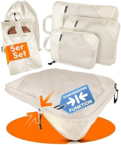 410e0xdkeil. ac .jpg Travely Kompression Packwürfel - 8-teiliges Set - Packwürfel für Reise und Rucksack - Kompressionsbeutel als Kofferorgan