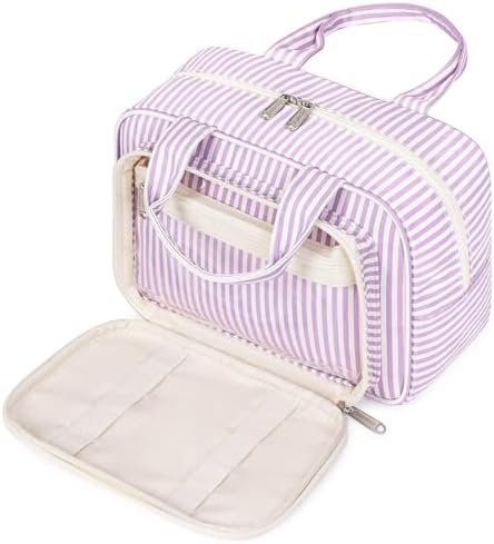 410mcwkjbkl. ac .jpg Narwey Damen Waschtasche Groß & Kosmetiktasche für Herren & Kinder (Kleine Graublaue Blume)