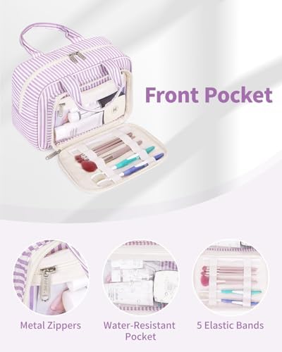 410moxydhsl. ac .jpg Narwey Damen Waschtasche Groß & Kosmetiktasche für Herren & Kinder (Kleine Graublaue Blume)