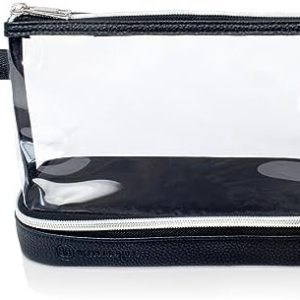 BUTLERBELL Transparenter Kulturbeutel | Bliktdicht | Reisegepäck-Damen & Herren (Schwarz) | Flüssigkeiten transportieren