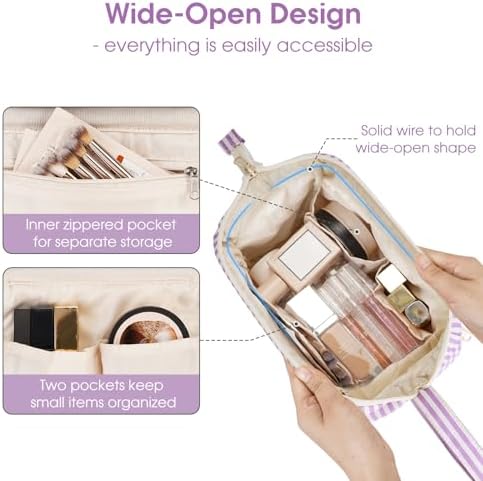 411b67jtpal. ac 1.jpg Narwey Minzgrün Kulturtasche Damen Reise Make-up-Tasche Weit Offene Tasche Kosmetiktasche