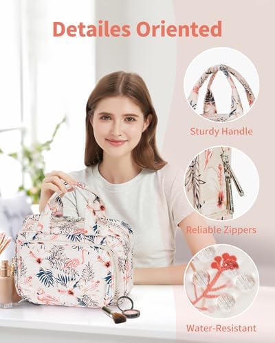 411desjq1fl. ac .jpg Narwey Damen Waschtasche Groß & Kosmetiktasche für Herren & Kinder (Kleine Graublaue Blume)