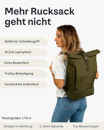 411e5bzasfl. ac .jpg Johnny Urban Rucksack Damen und Herren - Allen Medium - Wasserabweisend - Mit Laptopfach für Uni, Fahrrad und Business -