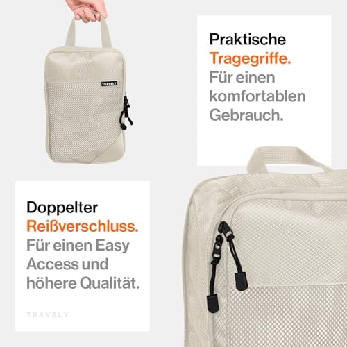 411hvjbtlzl. ac .jpg Travely Kompression Packwürfel - 8-teiliges Set - Packwürfel für Reise und Rucksack - Kompressionsbeutel als Kofferorgan