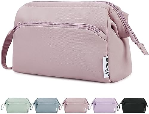 411tskqa14l. ac 1.jpg Narwey Minzgrün Kulturtasche Damen Reise Make-up-Tasche Weit Offene Tasche Kosmetiktasche