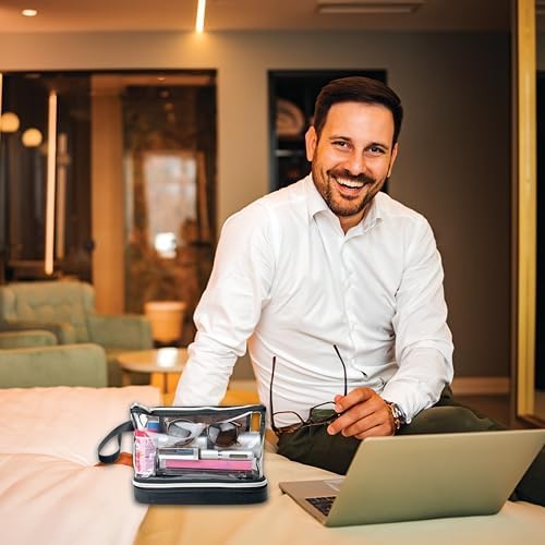 411v63swbdl. ac .jpg BUTLERBELL Transparenter Kulturbeutel | Bliktdicht | Reisegepäck-Damen & Herren (Schwarz) | Flüssigkeiten transportieren