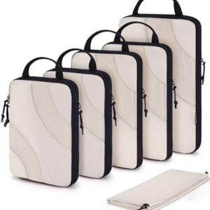 Bagsmart Kompression Packwürfel 6 Stück für Reisekoffer Und Handgepäck, Travel-Organizer beige