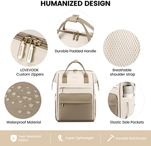 412fo3jlxol. ac .jpg LVOOK Rucksack Damen 15,6 Zoll Laptop Schulrucksack Wasserdicht mit USB & Laptopfach, ideal für Arbeit, Schule & Uni, Re