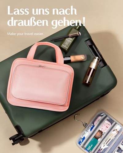 412pboxhol. ac .jpg Chakipee Wasserdichte Reisekulturbeutel zum Aufhängen für Damen – Leichte Waschtasche mit Klarfenster, Ideal für Make-up