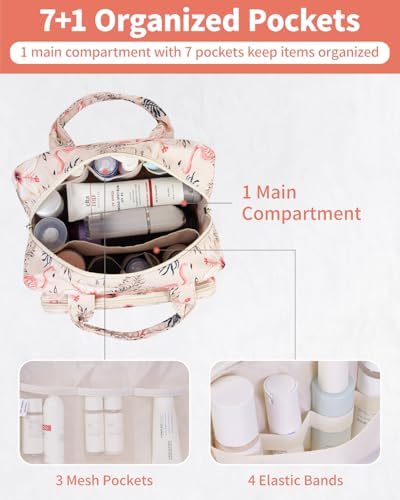 412usyxnkzl. ac .jpg Narwey Damen Waschtasche Groß & Kosmetiktasche für Herren & Kinder (Kleine Graublaue Blume)