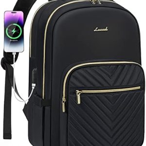 LOVEVOOK Rucksack Damen Groß 15,6 Zoll Laptoptasche Wasserdicht Schwarz Arbeitstasche Schönheit Reise